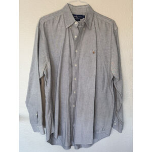 Ralph Lauren Yarmouth Gray Oxford Button Down Shirt Mens 16.5 35 100% Cotton